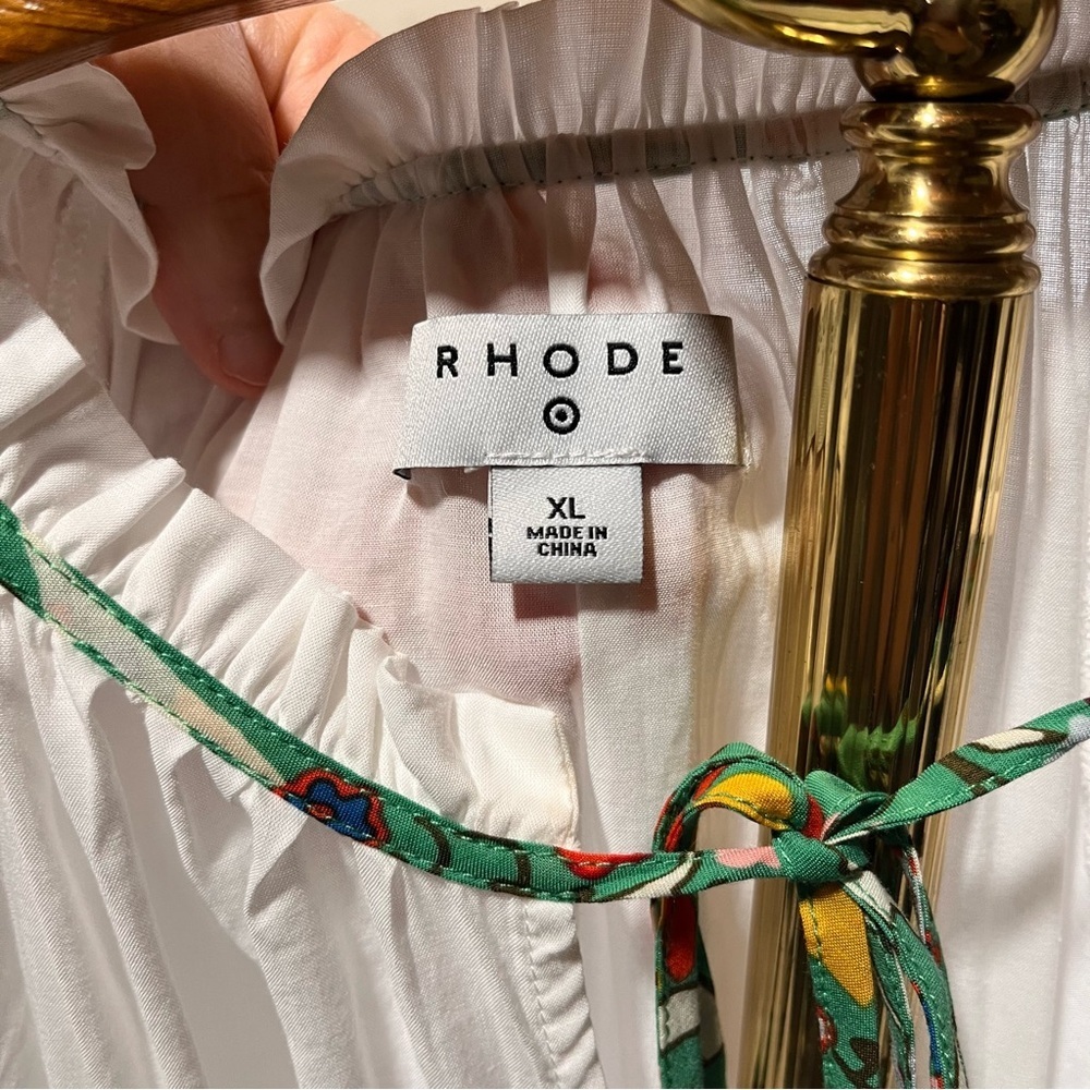 RHODE x Target White Maxi Swim Coverup with Green Accents XL - Picture 10 of 13